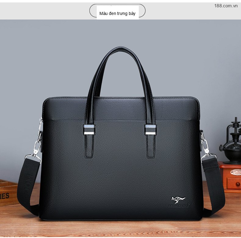Túi Xách Tay Nam Công Sở Da Mờ Đeo Chéo Đựng Laptop Màu Đen chi tiết 16
