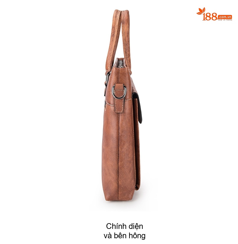 Túi Đeo Vai Nam Da Thật Vintage, Túi Xách Tay Công Sở, Túi Messenger Nam Màu Nâu chi tiết 9