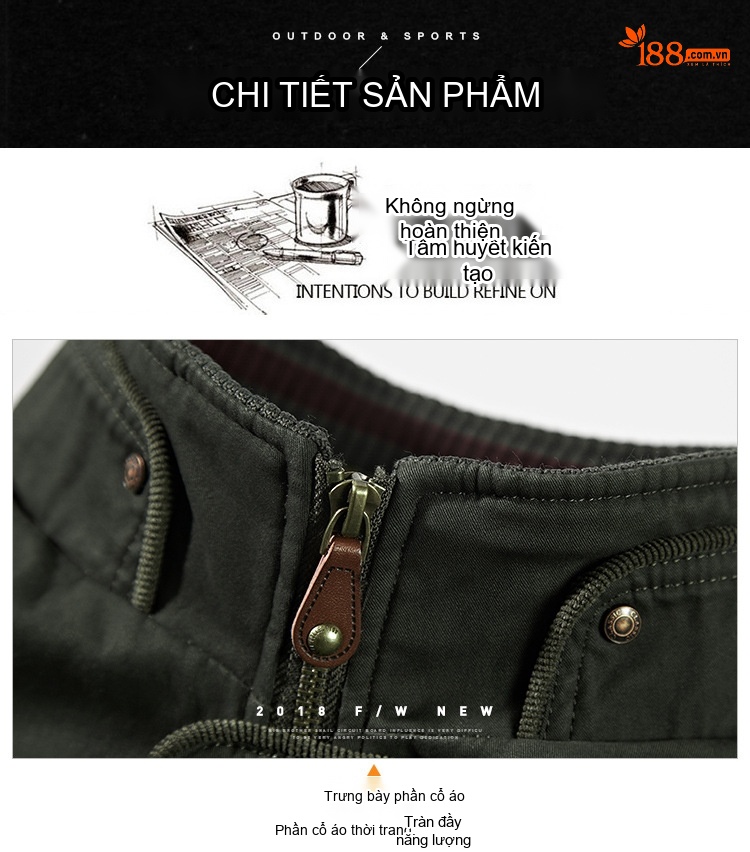 Áo Khoác Nam Mùa Xuân Thu Dáng Bomber Cổ Trụ Phong Cách Doanh Nhân Màu Xanh Navy, Xanh Rêu, Nâu chi tiết 11