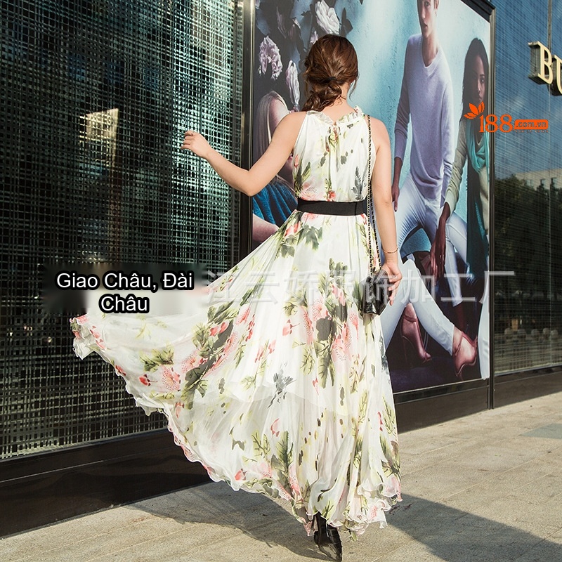 Váy Dài Nữ Họa Tiết Da Báo Chiffon Dáng Xòe Hàn Quốc chi tiết 8