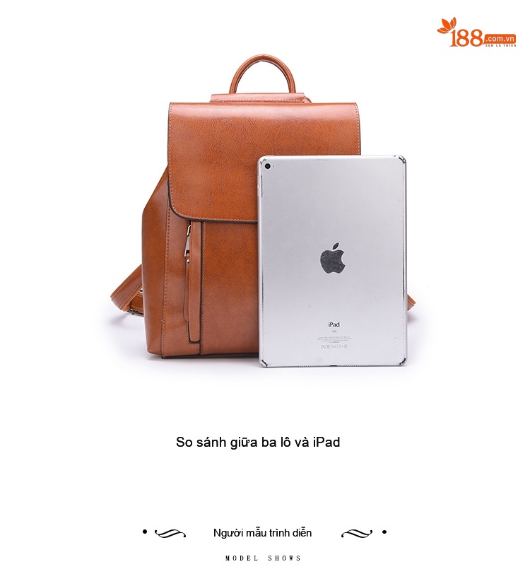 Balo Nữ Da Bò Đa Năng Màu Nâu chi tiết 5
