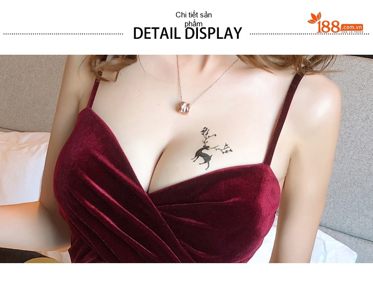Váy Hai Dây Nữ Ôm Body Ngắn Xẻ Tà Thiết Kế Ngực Chữ V Sâu Nỉ Màu Đỏ, Xanh, Xám, Đen... chi tiết 11