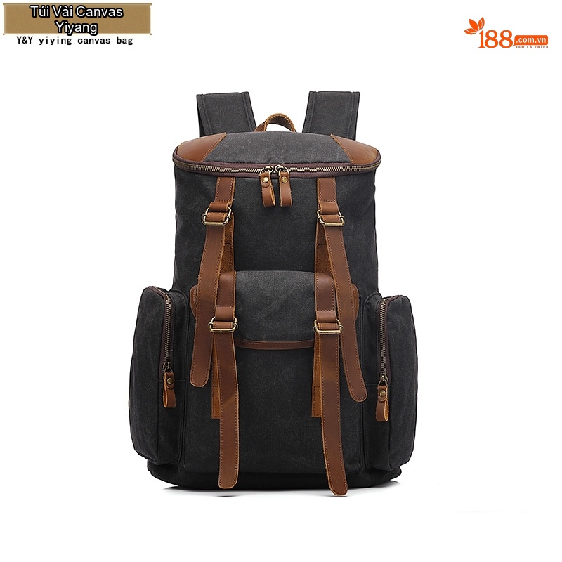 Balo Đôi Nam Nữ Vải Canvas Chống Thấm Nước Đựng Laptop Du Lịch Dã Ngoại Màu Đen, Nâu, Xanh Rêu, Vàng Be