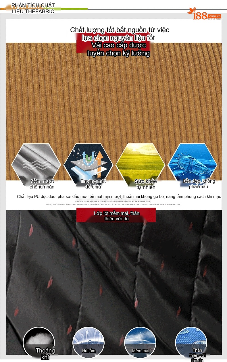 Áo Khoác Nam Cotton Lót Lông Cừu Cổ Bẻ Dáng Ngắn Màu Nâu, Đen, Xanh Rêu chi tiết 3