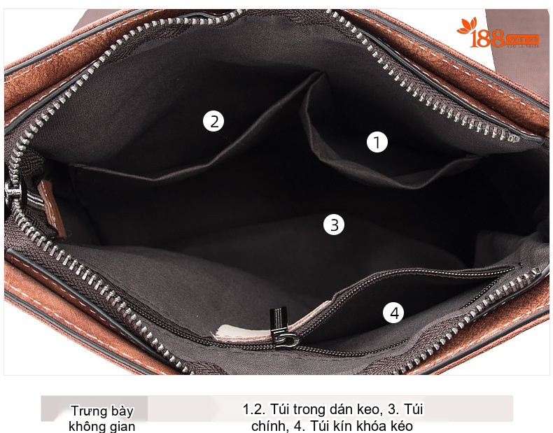 Túi Đeo Chéo Nam Da Bò Túi Đeo Vai Nam Phong Cách Retro Màu Nâu Đậm, Nâu Vừa, Nâu Nhạt chi tiết 19
