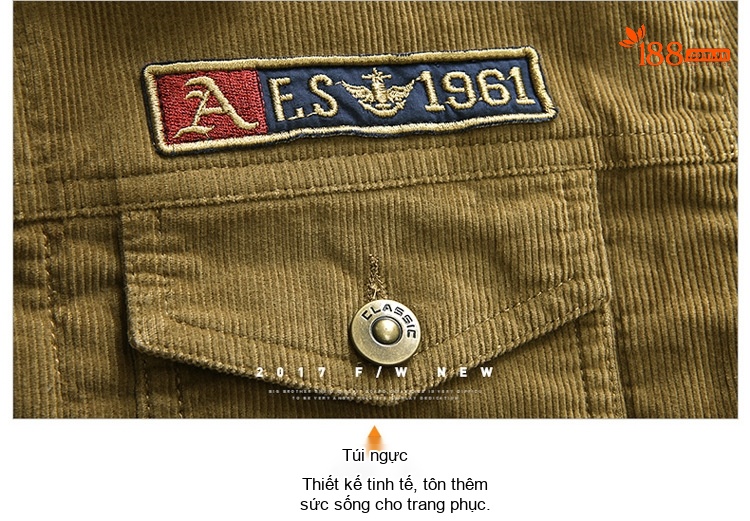 Áo Khoác Nam Cotton Lót Lông Dáng Ôm Ngắn Màu Đỏ Rượu, Xanh Navy, Nâu, Xanh Rêu... chi tiết 12