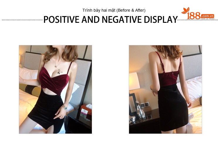 Váy Hai Dây Nữ Ôm Body Ngắn Xẻ Tà Thiết Kế Ngực Chữ V Sâu Nỉ Màu Đỏ, Xanh, Xám, Đen... chi tiết 2