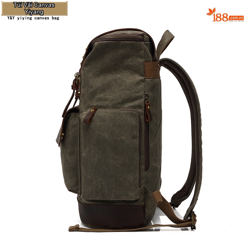 Balo Đôi Nam Nữ Vải Canvas Chống Thấm Nước Phong Cách Retro Đựng Sách Du Lịch Đa Năng Màu Xanh Rêu, Nâu, Đen