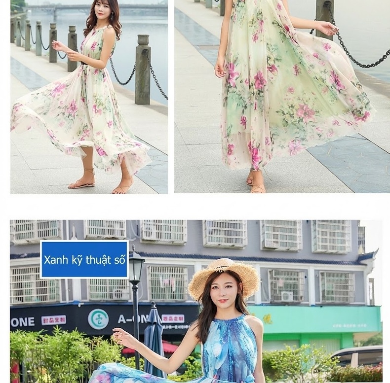 Váy Dây Nữ Hở Vai Họa Tiết Hoa Nhí Phong Cách Âu Mỹ chi tiết 16