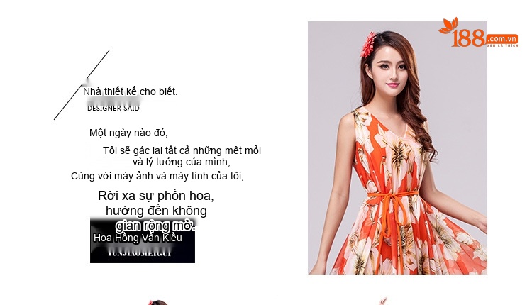 Váy Suông Nữ Trung Niên Dáng Dài Họa Tiết Hoa V Cổ Không Tay Màu Cam, Vàng, Hồng... chi tiết 4
