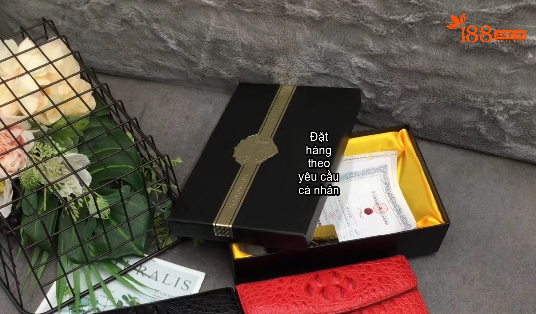 Ví Nữ Da Cá Sấu Gập Ba Khóa Bấm Thời Trang Màu Đen, Đỏ, Cam, Xanh Lá... chi tiết 2