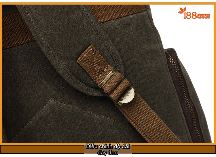 Balo Đôi Nam Nữ Vải Canvas Chống Thấm Nước Phong Cách Retro Đựng Sách Du Lịch Đa Năng Màu Xanh Rêu, Nâu, Đen chi tiết 10