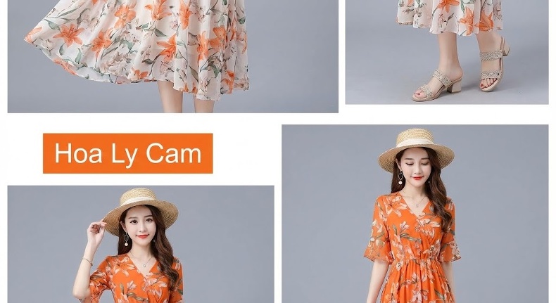 Váy Dây Nữ Hở Vai Họa Tiết Hoa Nhí Phong Cách Âu Mỹ chi tiết 6