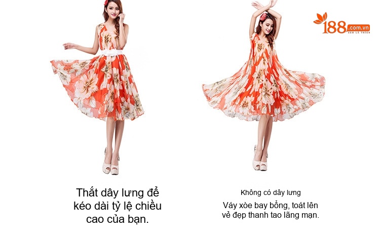 Váy Suông Nữ Trung Niên Dáng Dài Họa Tiết Hoa V Cổ Không Tay Màu Cam, Vàng, Hồng... chi tiết 5