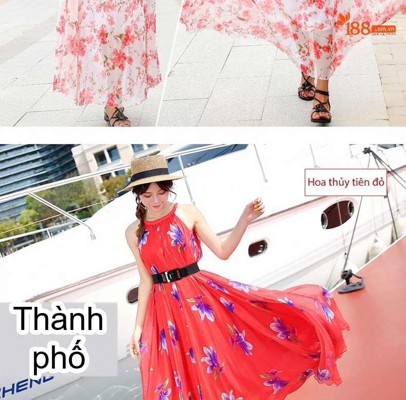 Váy Dây Nữ Hở Vai Họa Tiết Hoa Nhí Phong Cách Âu Mỹ chi tiết 4