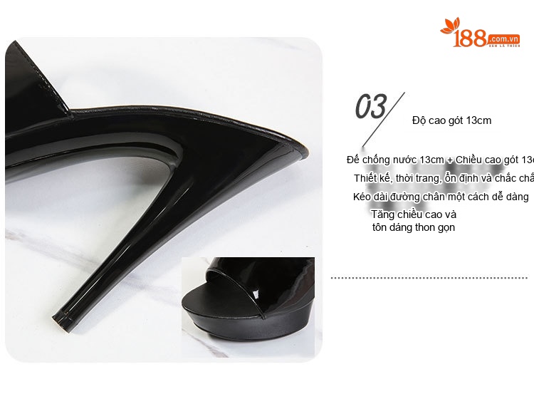 Dép Sục Nữ Da Bóng Quai Ngang Gót Nhọn Chiều Cao Đế Khoảng 13cm Màu Đen, Vàng, Bạc, Đỏ... chi tiết 18