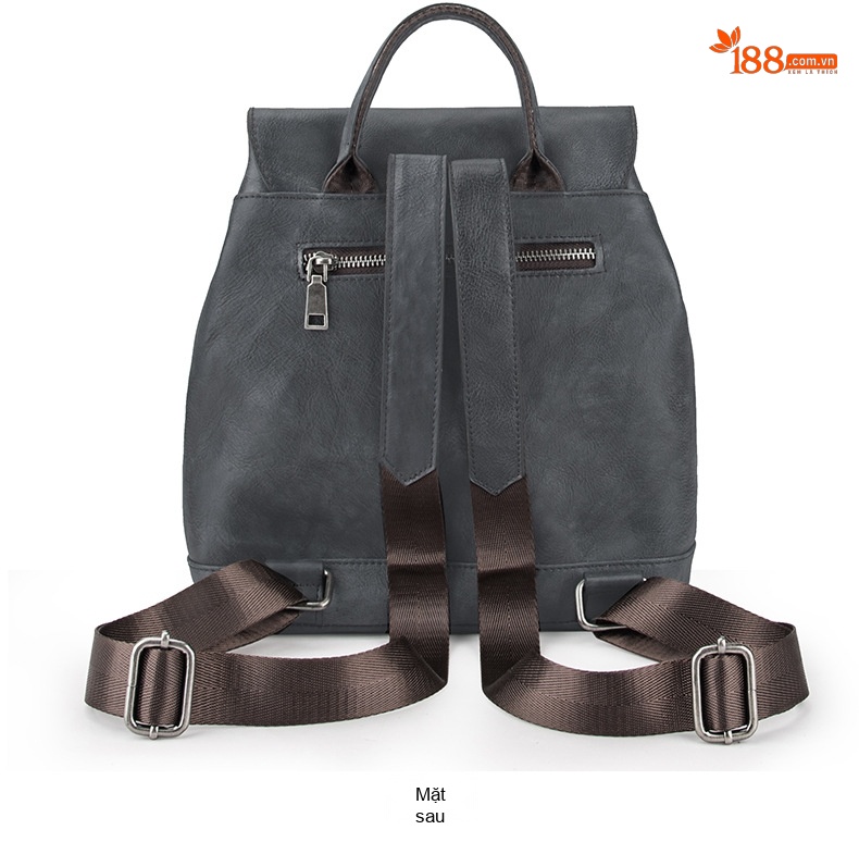 Balo Da Thật Nữ Vintage Da Bò Mềm Mại Sức Chứa Lớn Màu Đen, Nâu, Đỏ chi tiết 12