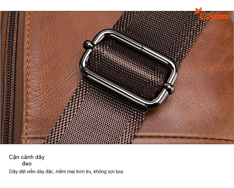 Túi Đeo Chéo Ngực Nam Da Bò Thật Phong Cách Retro Màu Nâu, Đen, Cà Phê chi tiết 14