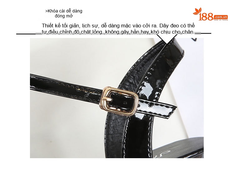 Giày Sandal Cao Gót Nữ Quai Ngang Da Bóng Gót Cao 10cm - 12cm Màu Đen, Đỏ, Hồng, Tím... chi tiết 6
