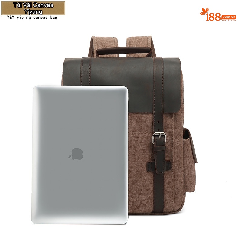 Balo Canvas Phối Da Mờ Du Lịch Phong Cách Vintage