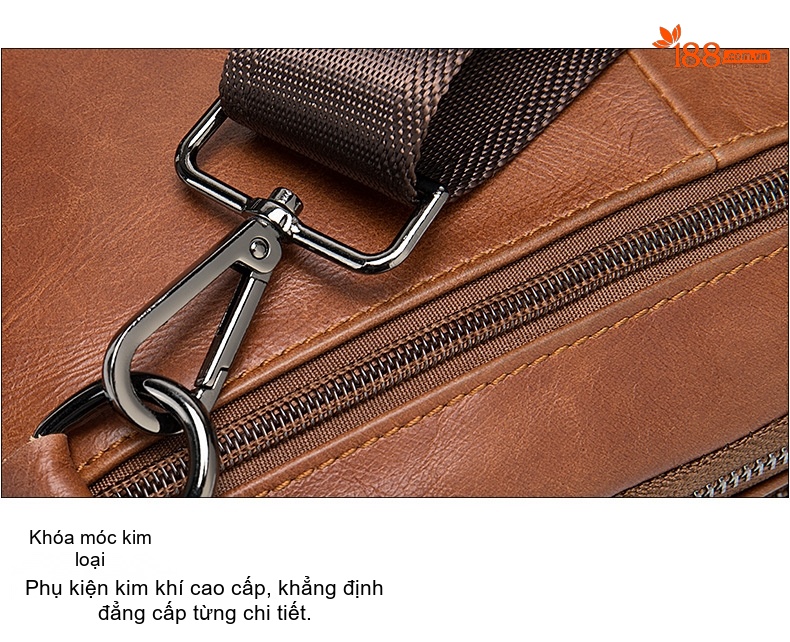 Túi Đeo Chéo Ngực Nam Da Bò Thật Phong Cách Retro Màu Nâu, Đen, Cà Phê chi tiết 15