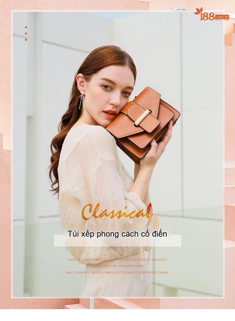 Túi Đeo Chéo Nữ Da Thật Phong Cách Hàn Quốc Màu Nâu, Đỏ Rượu, Đen chi tiết 13
