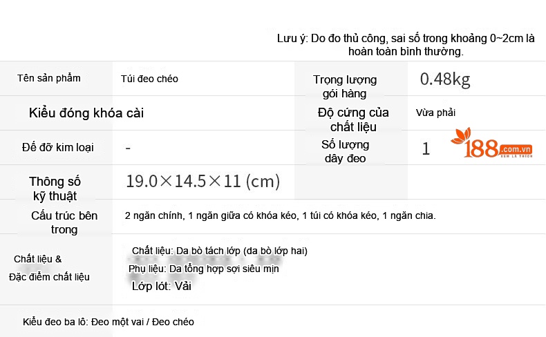 Túi Đeo Chéo Nữ Da Thật Phong Cách Hàn Quốc Màu Nâu, Đỏ Rượu, Đen chi tiết 35
