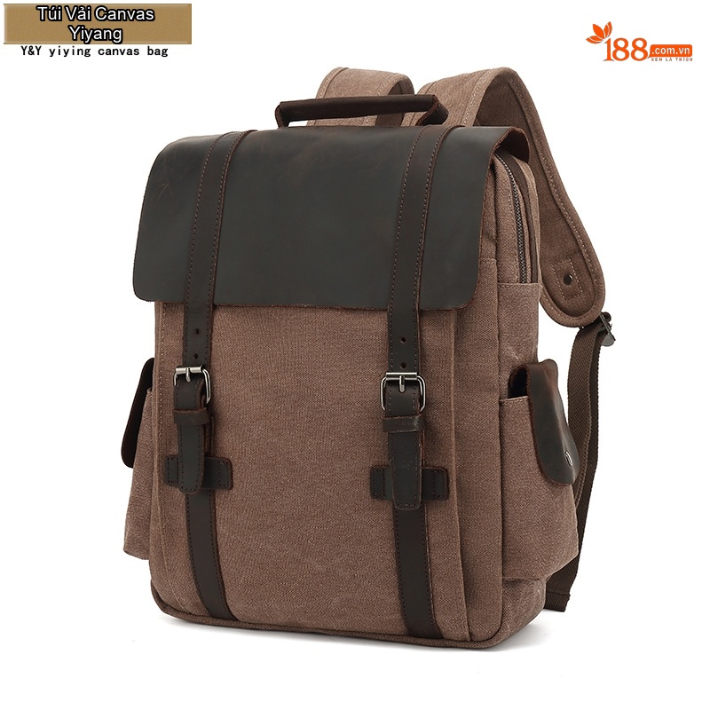 Balo Canvas Phối Da Mờ Du Lịch Phong Cách Vintage
