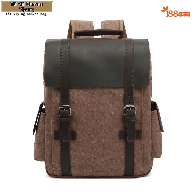 Balo Canvas Phối Da Mờ Du Lịch Phong Cách Vintage