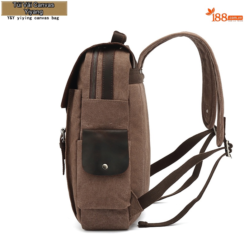 Balo Canvas Phối Da Mờ Du Lịch Phong Cách Vintage