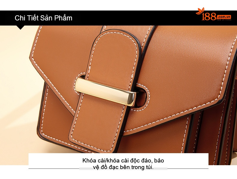 Túi Đeo Chéo Nữ Da Thật Phong Cách Hàn Quốc Màu Nâu, Đỏ Rượu, Đen chi tiết 22