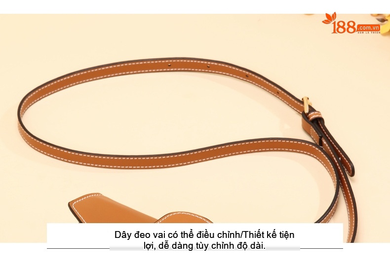 Túi Đeo Chéo Nữ Da Thật Phong Cách Hàn Quốc Màu Nâu, Đỏ Rượu, Đen chi tiết 26