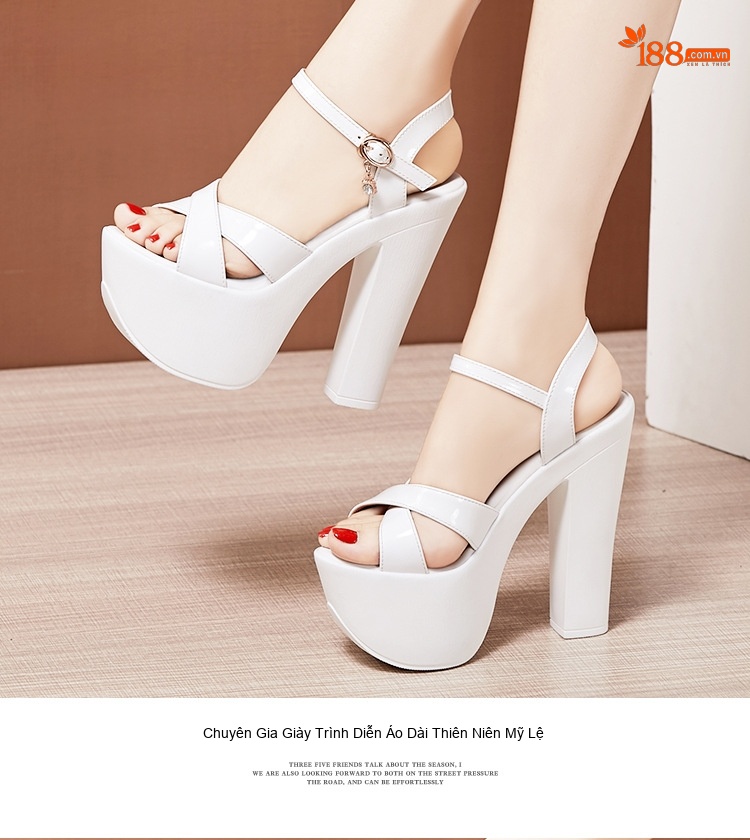 Giày Sandal Cao Gót Nữ Quai Chữ X Đế Xuồng Gót Cao 10cm - 12cm Màu Trắng, Đen chi tiết 11