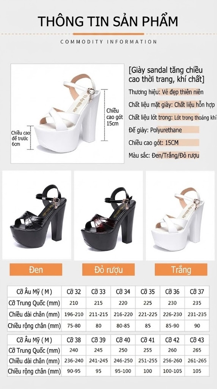 Giày Sandal Cao Gót Nữ Quai Chữ X Đế Xuồng Gót Cao 10cm - 12cm Màu Trắng, Đen chi tiết 5