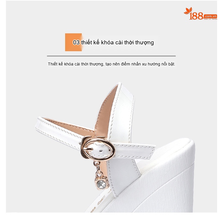 Giày Sandal Cao Gót Nữ Quai Chữ X Đế Xuồng Gót Cao 10cm - 12cm Màu Trắng, Đen chi tiết 9