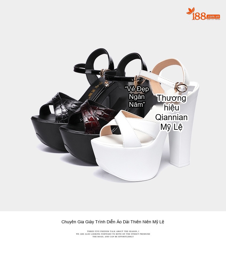 Giày Sandal Cao Gót Nữ Quai Chữ X Đế Xuồng Gót Cao 10cm - 12cm Màu Trắng, Đen chi tiết 18