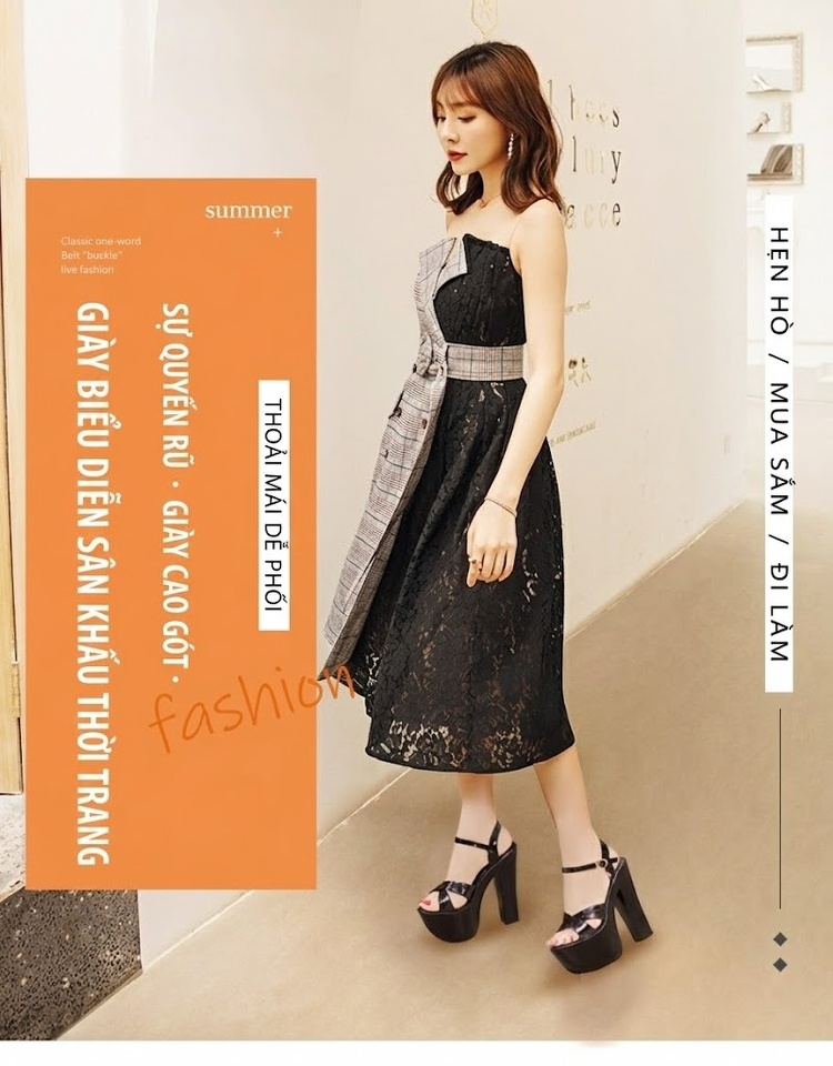 Giày Sandal Cao Gót Nữ Quai Chữ X Đế Xuồng Gót Cao 15cm Màu Đen, Trắng chi tiết 1