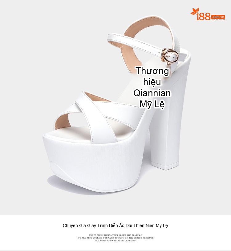 Giày Sandal Cao Gót Nữ Quai Chữ X Đế Xuồng Gót Cao 10cm - 12cm Màu Trắng, Đen chi tiết 15