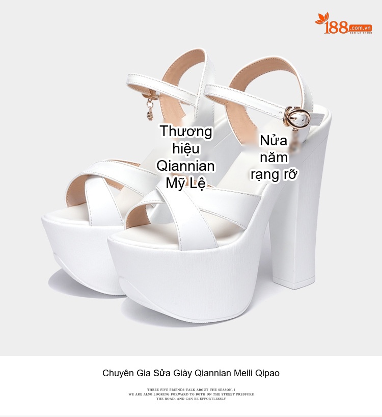 Giày Sandal Cao Gót Nữ Quai Chữ X Đế Xuồng Gót Cao 10cm - 12cm Màu Trắng, Đen chi tiết 17