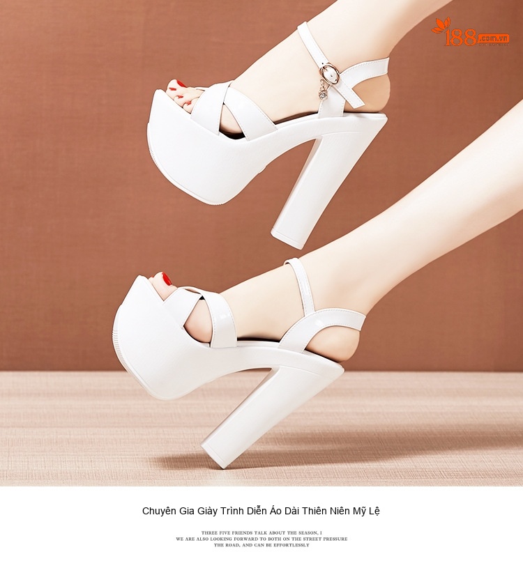 Giày Sandal Cao Gót Nữ Quai Chữ X Đế Xuồng Gót Cao 10cm - 12cm Màu Trắng, Đen chi tiết 12
