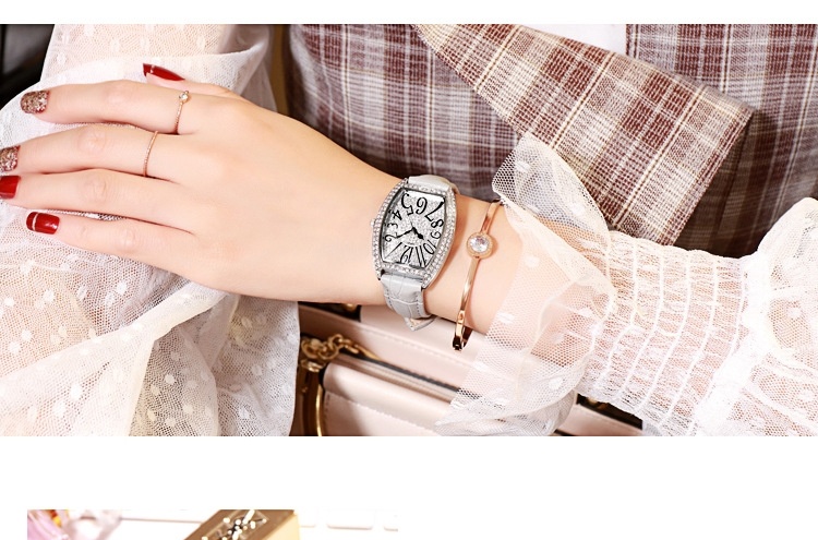 Đồng Hồ Nữ Dây Da Thật Mặt Chữ Nhật Đính Đá Phong Cách Cổ Điển Màu Đen, Đỏ, Trắng, Nâu... chi tiết 9