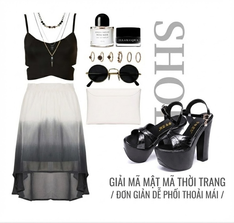 Giày Sandal Cao Gót Nữ Quai Chữ X Đế Xuồng Gót Cao 15cm Màu Đen, Trắng chi tiết 4