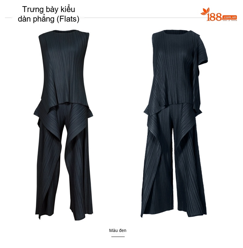 Bộ Áo Sát Nách Nhún Bèo Quần Ống Rộng Thiết Kế 2 Lớp Phong Cách Mới Màu Xám, Hồng chi tiết 14