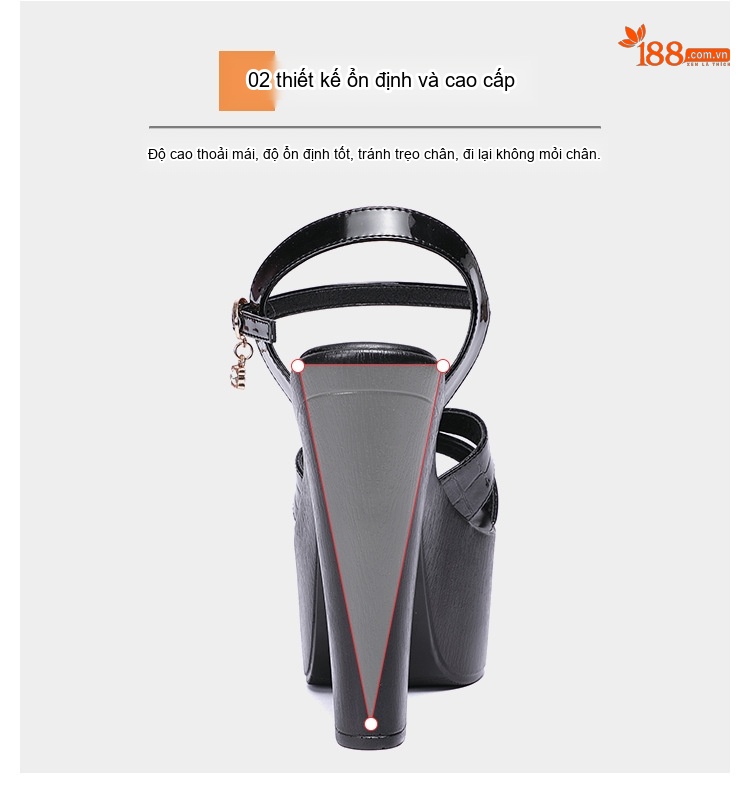Giày Sandal Cao Gót Nữ Quai Chữ X Đế Xuồng Gót Cao 15cm Màu Đen, Trắng chi tiết 8