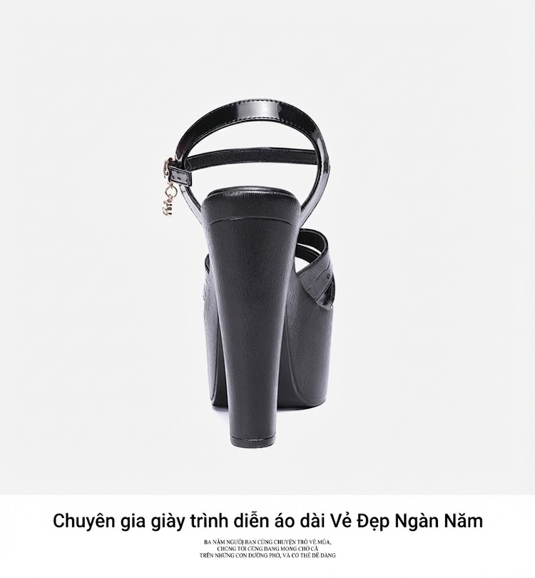 Giày Sandal Cao Gót Nữ Quai Chữ X Đế Xuồng Gót Cao 15cm Màu Đen, Trắng chi tiết 15