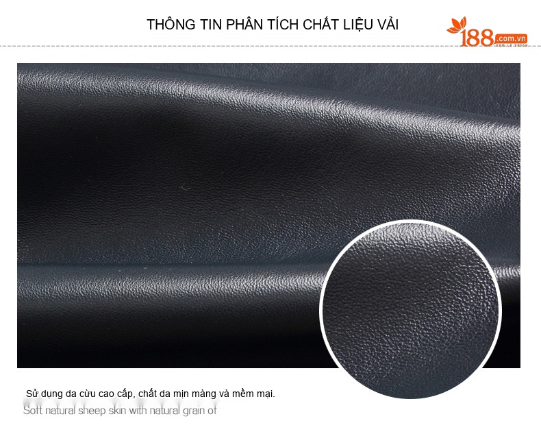 Áo Khoác Da Cừu Nam Dáng Ôm Cổ Trụ Màu Đen, Nâu, Xanh Navy, Đỏ Rượu Vang chi tiết 2