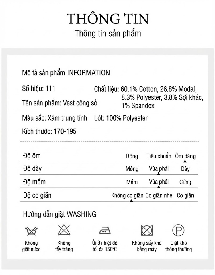 Áo Vest Blazer Nam Cotton Modal Mỏng Dáng Ôm Phong Cách Hàn Quốc Màu Xám chi tiết 10