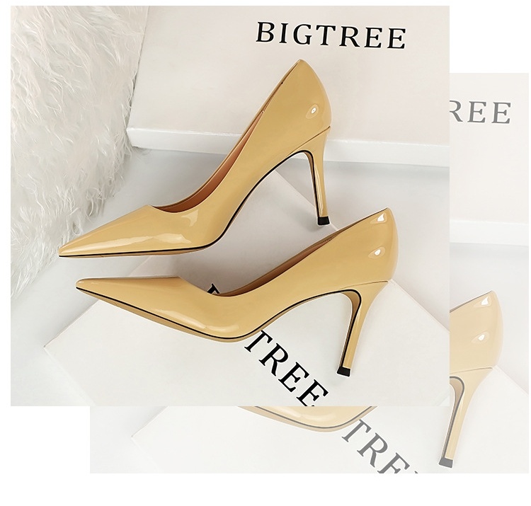 Giày Cao Gót Nữ Da Bóng Mũi Nhọn Chiều Cao Đế Khoảng 6cm Màu Đen, Xanh Dương, Vàng, Bạc... chi tiết 4