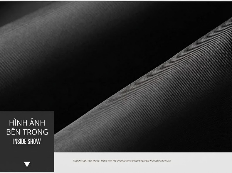 Áo Khoác Da Cừu Nam Cổ Trụ Ngắn Dáng Ôm Vừa Vặn Màu Đen chi tiết 12