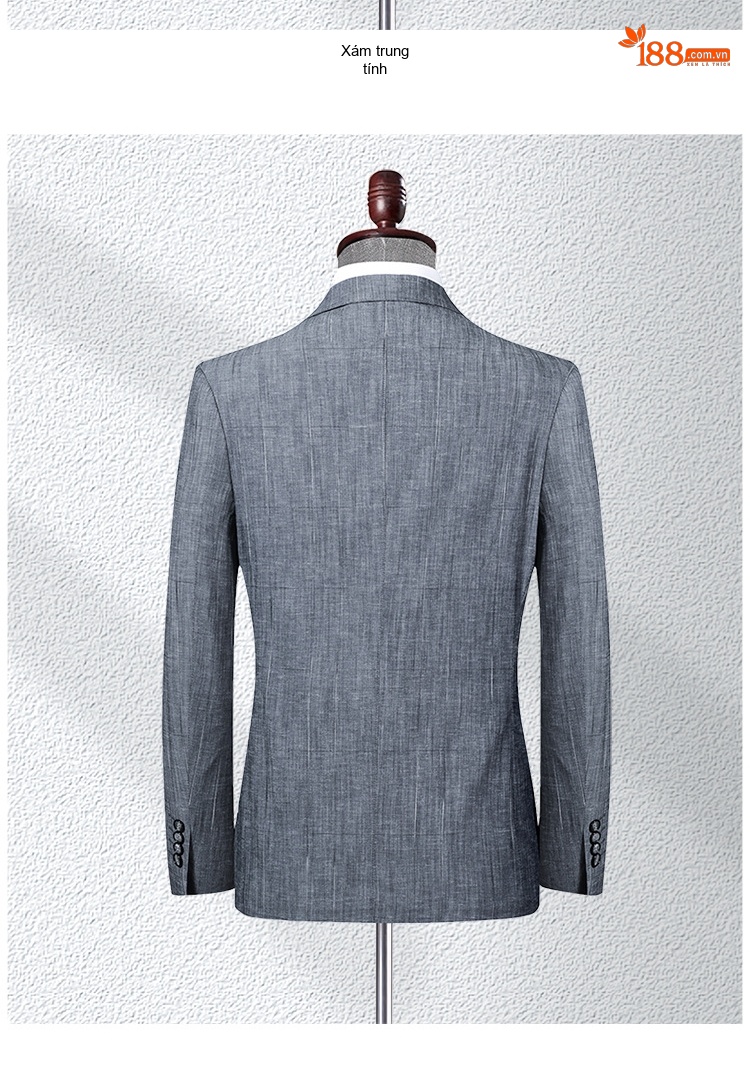 Áo Vest Blazer Nam Cotton Modal Mỏng Dáng Ôm Phong Cách Hàn Quốc Màu Xám chi tiết 11